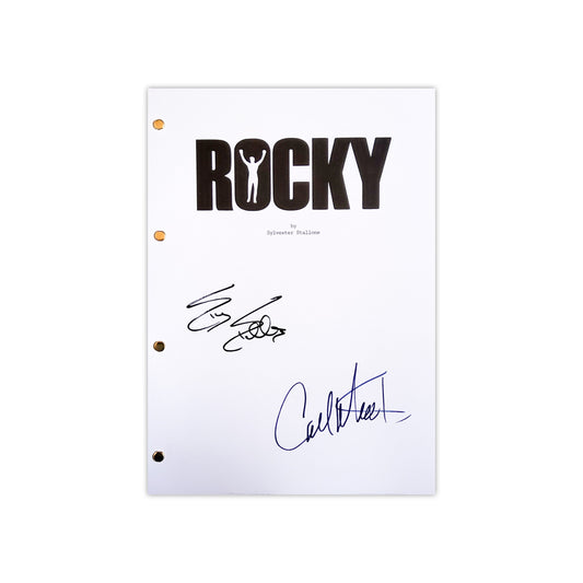 Portada del guion Rocky con la firma de dos de sus actores