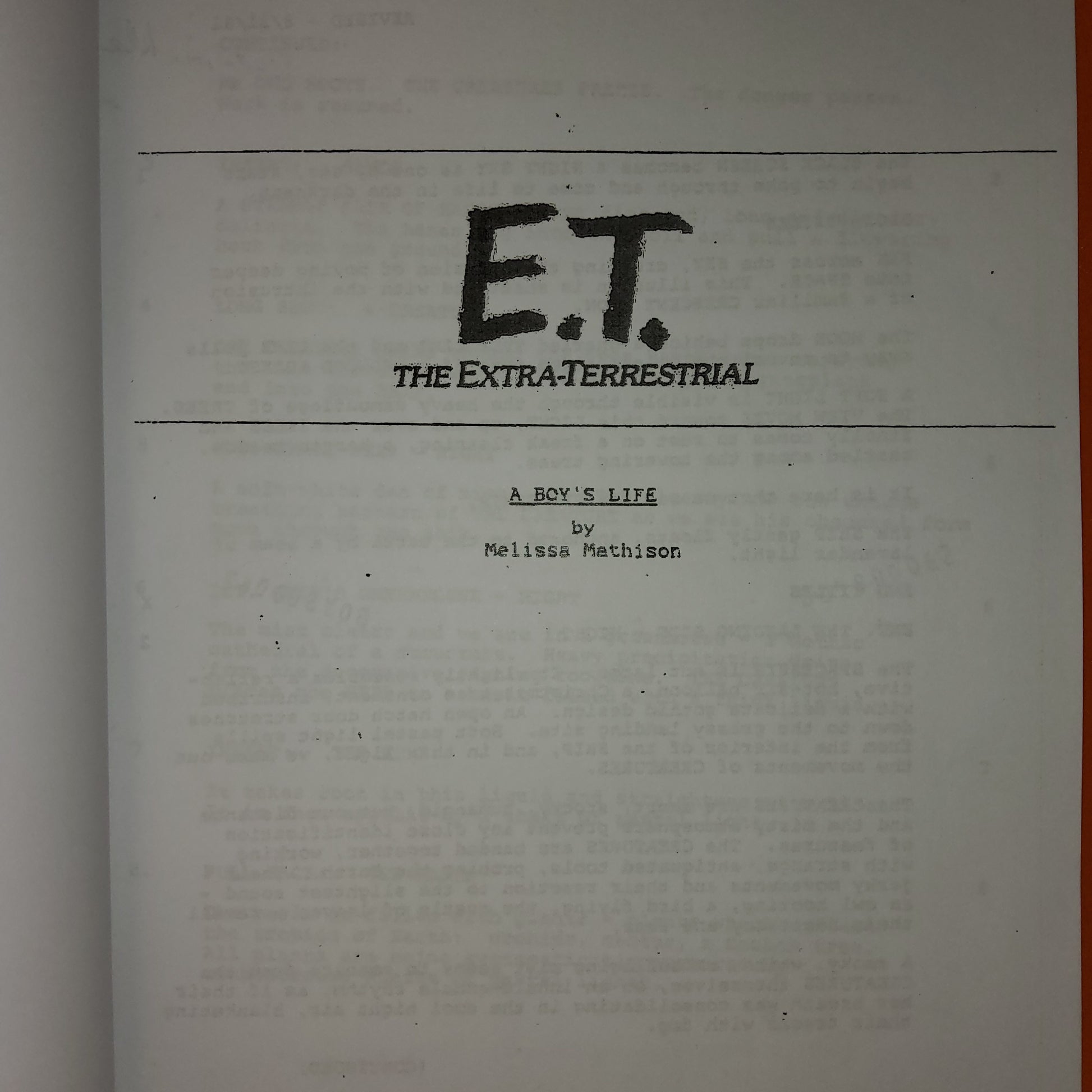 Guion original del guion de ET El extraterrestre con la firma de Steven Spielberg