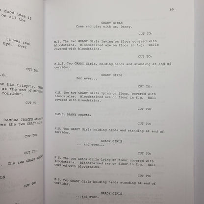 Memorabilia de peliculas iconicas del cine de terror. Guion original firmado por actores y actrices de El Resplandor basada en la novela de Stephen King